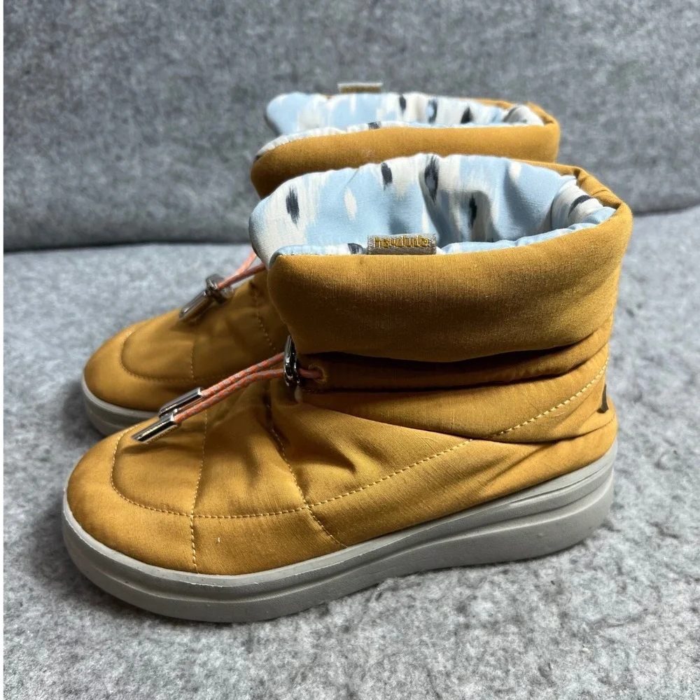 Hey Dude Kids Denny Puffer Boots Mustard Yellow Quilted Ankle Snow Boots Size 13